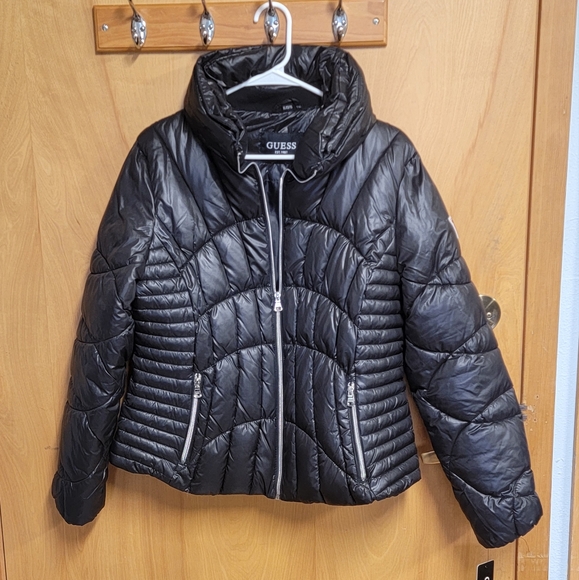 Guess Women’s Quilted Puffer Jacket Black 22LMP808 Size XL New - Picture 13 of 15